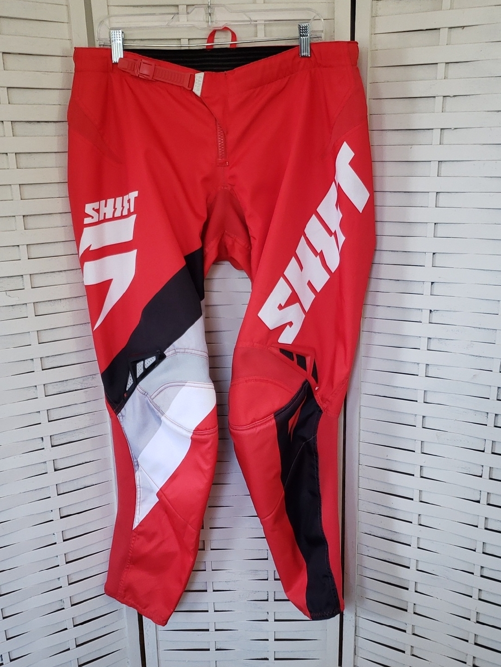 WHIT3 Red Riding Pants with White Logos